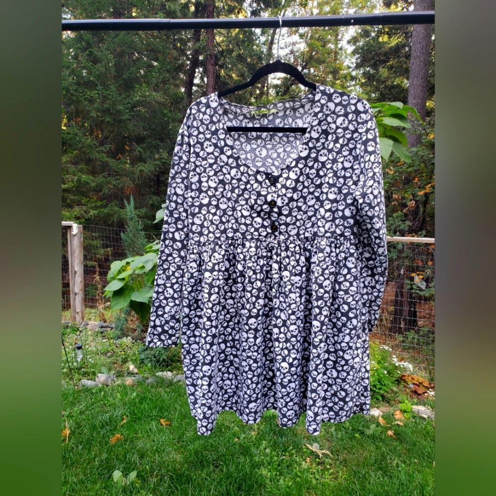 Handmade Vintage Skulls Baby Doll Dress L